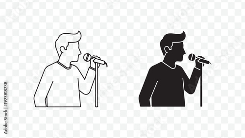 Microphone singer icon set isolated on Transparent Background
