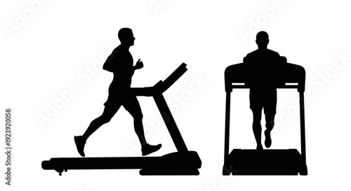 Man Running on Treadmill Silhouette Exercise Fitness Icon