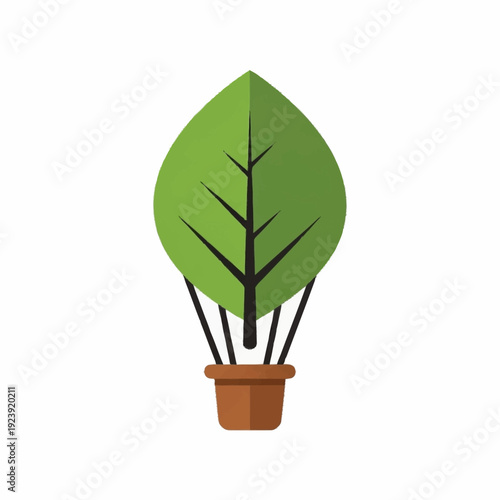 Green Leaf Hot Air Balloon Illustration.