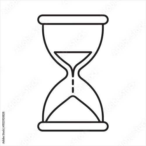 Line Art of Hourglass, Time Passing Concept Vector Illustration