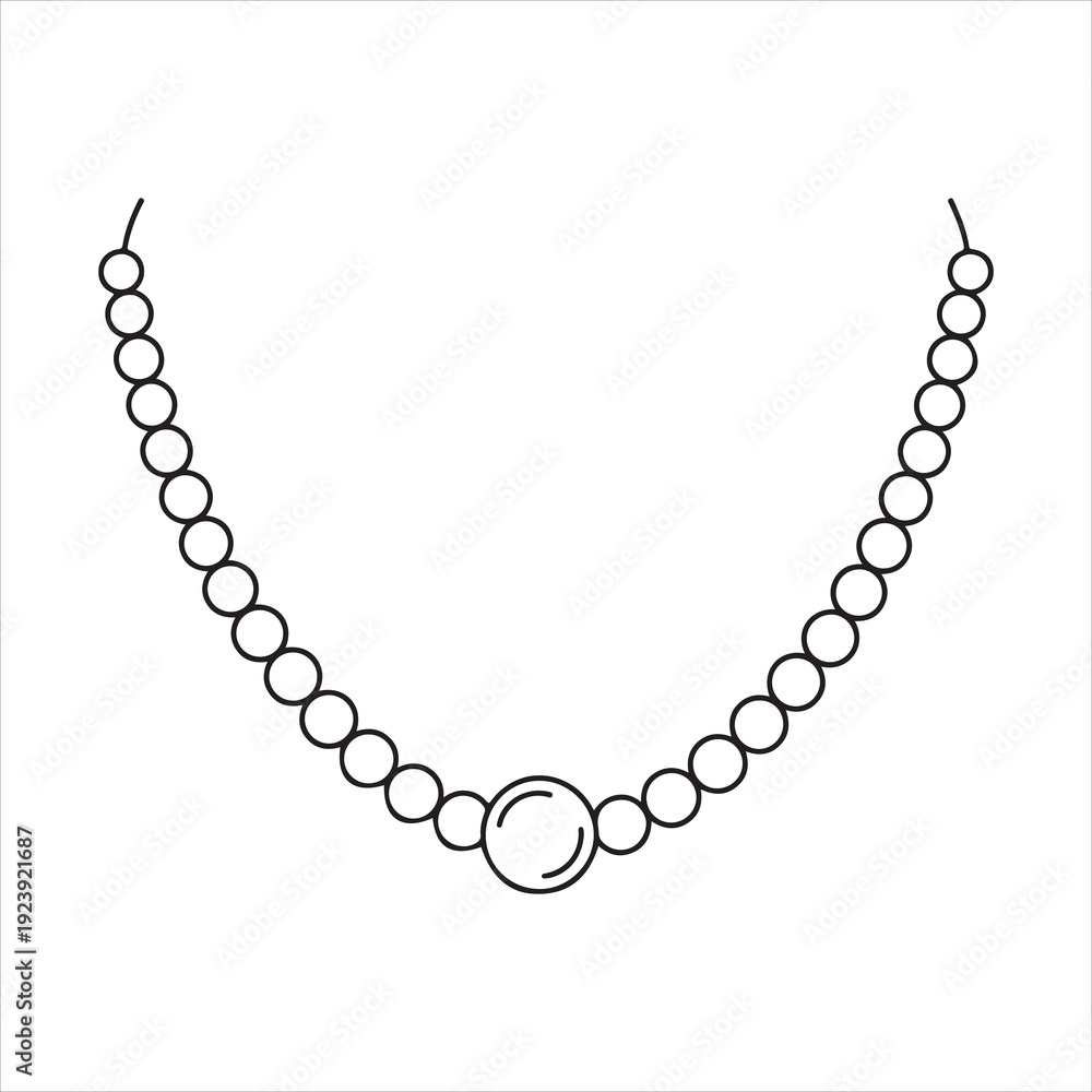 Fototapeta premium Beaded necklace icon with chain line art, Native Beaded Necklace Line Art Icon vector illustration