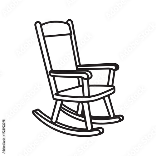 Hand drawn line art illustration of a rocking chair, Rocking Chair Icon for Home Decor Vector Illustration