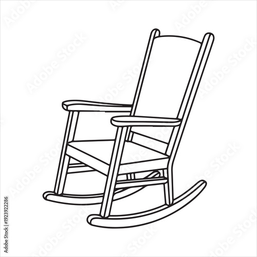 Hand drawn line art illustration of a rocking chair, Rocking Chair Icon for Home Decor Vector Illustration