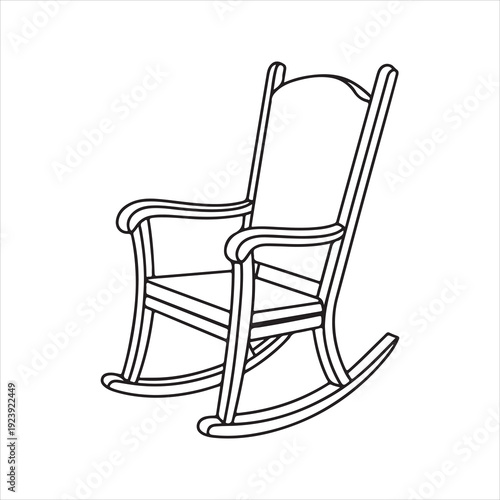 Hand drawn line art illustration of a rocking chair, Rocking Chair Icon for Home Decor Vector Illustration