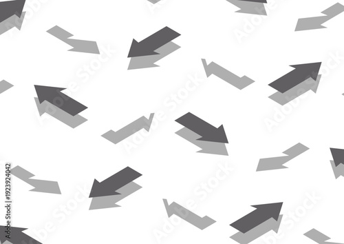 【背景透過】色々な方向を向いている白とグレーの矢印のアイソメトリックデザイン