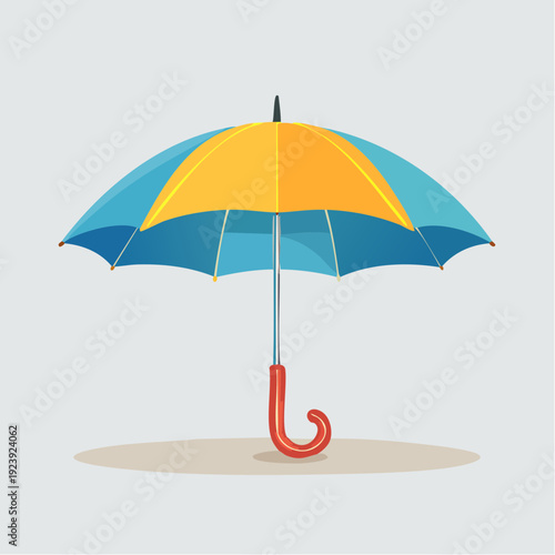 Illustration d’un parapluie multicolore avec poignée courbée