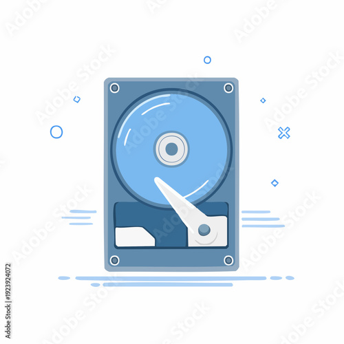 Illustration stylisée de disque dur HDD en vue moderne