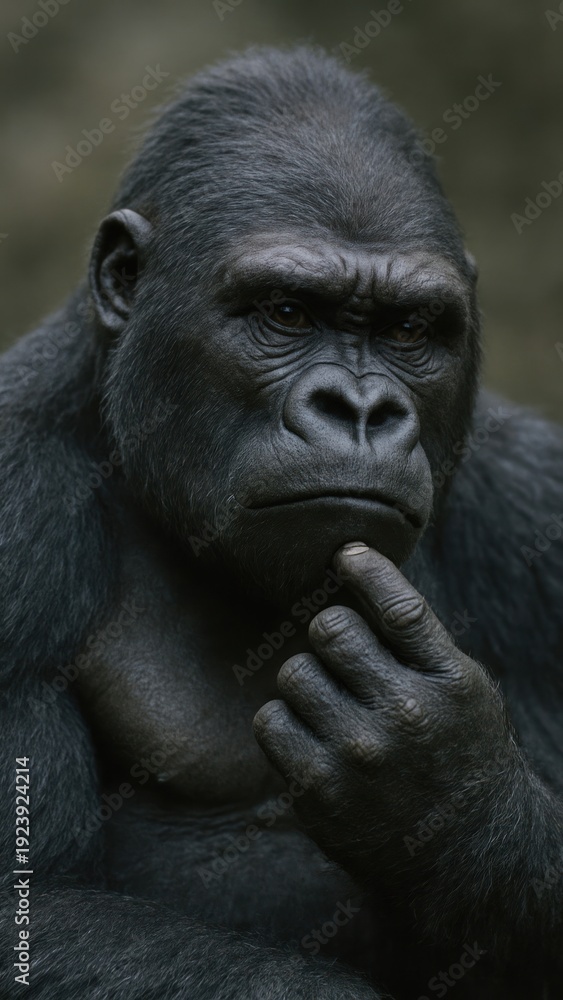 Fototapeta premium Contemplative gorilla deep thought