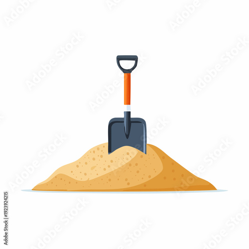 Illustration d’une pelle plantée dans un tas de sable