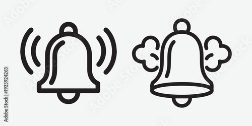 Simple hand drawn ringing bell and notification icons
