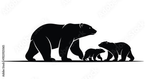 Bear Family Silhouettes Mother Cubs