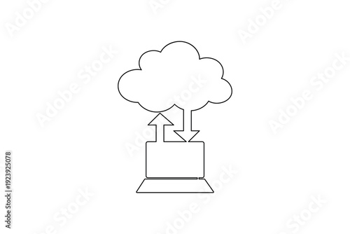 Cloud Storage Minimal Vector Continuous One Line Art Technology Illustration