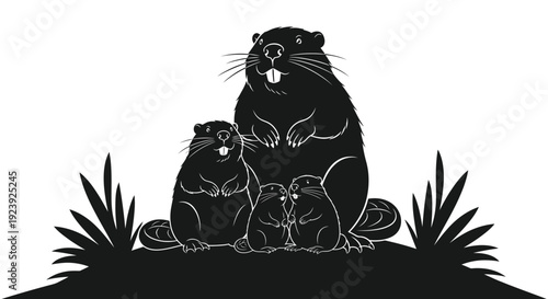 Horse Family Silhouettes Mare Foal