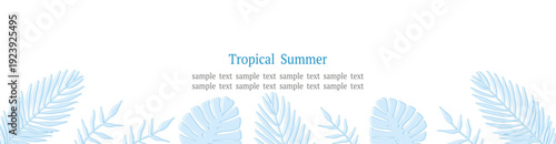 トロピカルボタニカル枠 ブルー ワイドWebバナー