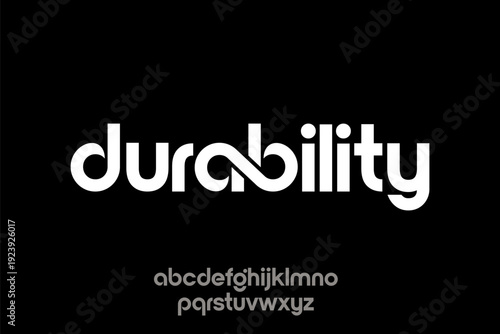 Modern Typography Design Featuring the Word Durability with Infinity Symbol.