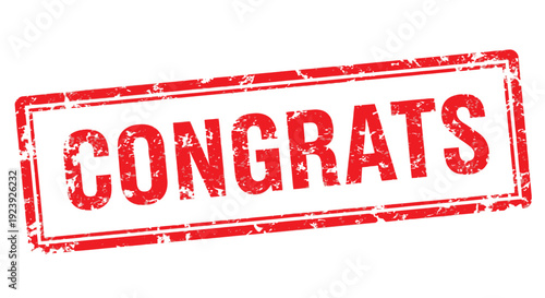 A red rectangular stamp displaying the word congrats in bold lettering