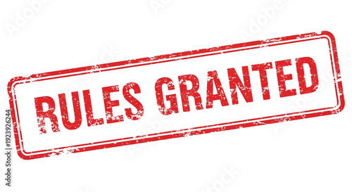 Red rubber stamp displaying the word granted with a rectangular border