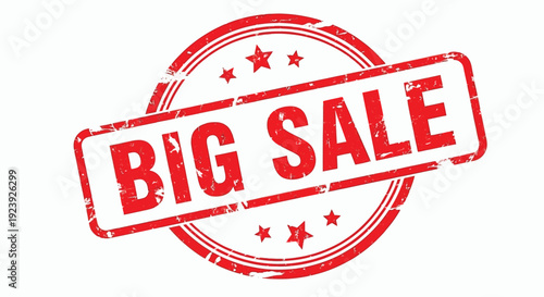 Red stamp with the words big sale and surrounding starburst pattern