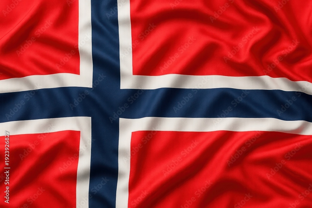 Fototapeta premium Norwegian flag vibrant fabric