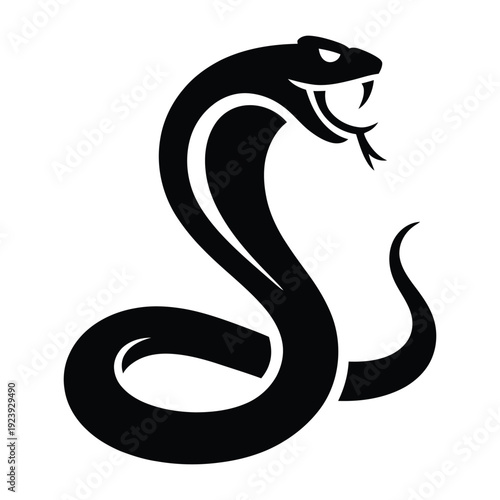  Venomous Cobra Snake Black Silhouette Icon