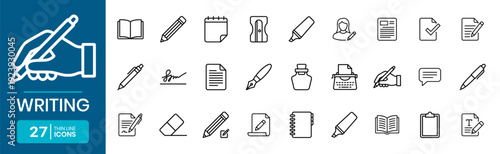 Writing Thin Line Icon Set