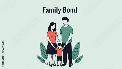 Stylized illustration of a loving family holding hands, representing unity and connection