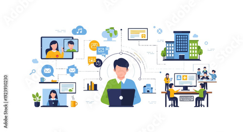 Modern Business & Communication Ecosystem: Hybrid Work, Digital Collaboration, and Global Connectivity