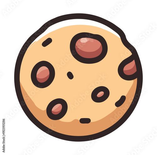 Cartoon chocolate chip cookie with melting chips