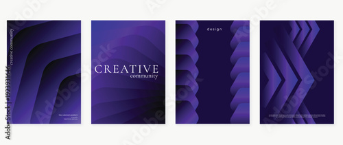 Modern abstract layered poster cover vector background with purple violet indigo gradients and curved shapes. Elegant design for brochure, book cover, poster, social media, branding.