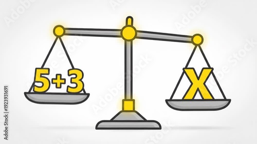 Math Equation Balancing Scales with Solution Bulb Idea