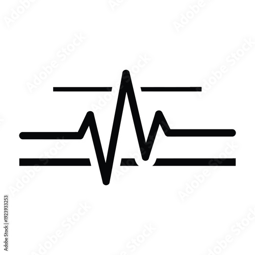 Abstract pulse line symbol with parallel lines