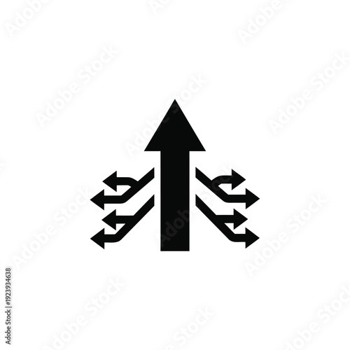 Black arrows pointing up and sideways on white background