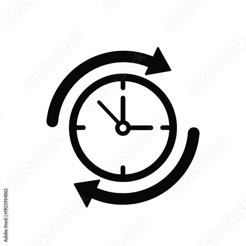 Black clock with circular arrows white