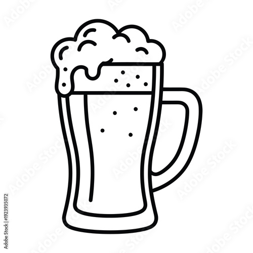 Tall glass filled with beer and overflowing foam