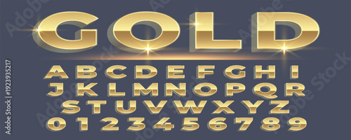 Golden alphabet set, dark background. eps 10