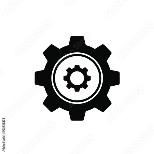 Black gear with smaller gear inside settings symbol