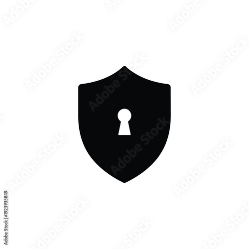 Black shield with white keyhole security