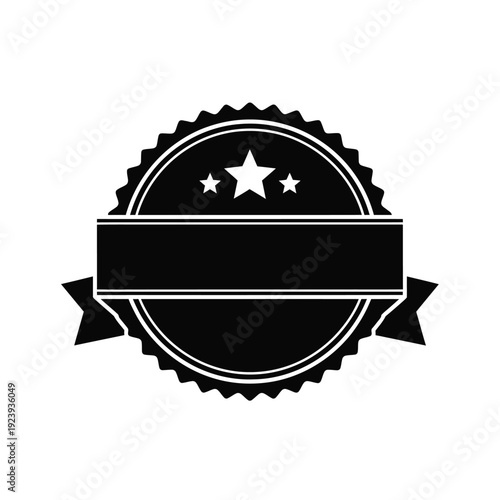Black star rating badge with ribbon stars white