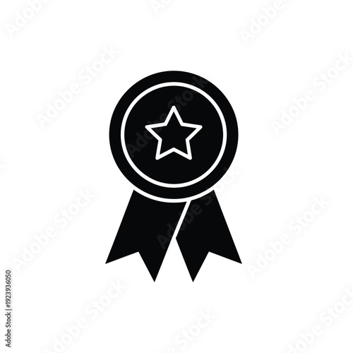 Black star ribbon white symbol