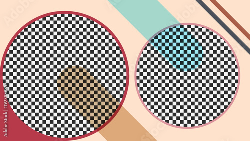 Abstract Modern Background with Circle Geometric Shapes Photo Collage Frames. Minimalist Design Pastel Color Vector. Suitable for Social Media Templates, Banners, Posters, Presentations, Branding