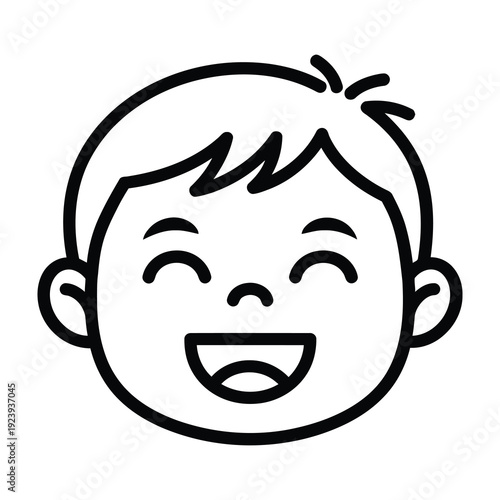 Joyful child's face expressing happiness through laughter
