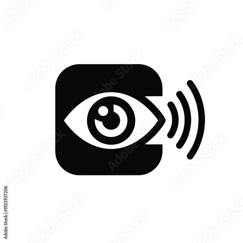 Black and white eye with sound waves