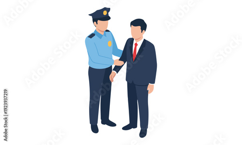 Police Officer Arresting Businessman Isometric Illustration