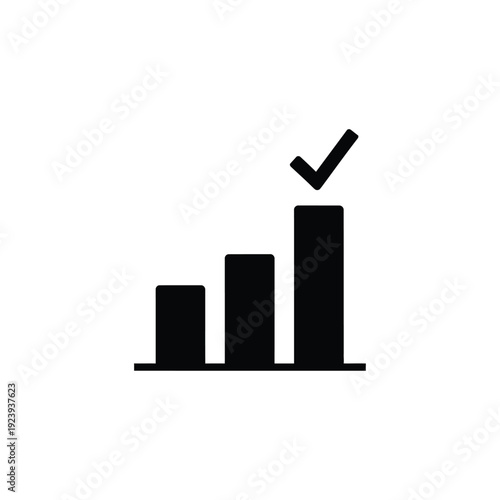 Black bar chart with checkmark graph