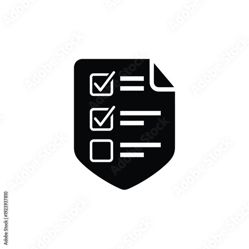 Black checklist shield white checkmark