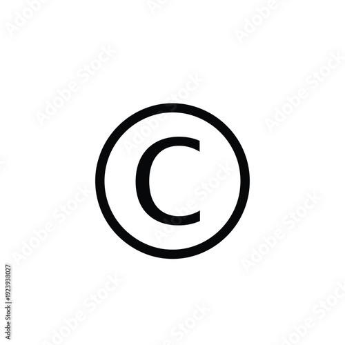 Black copyright symbol on white background circle