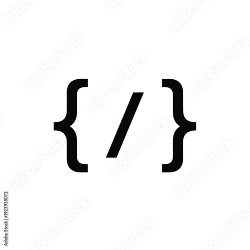 Black curly braces and forward slash symbol