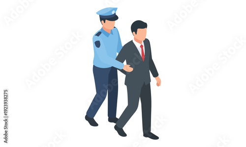 Police Officer Apprehending Businessman, Legal Arrest Concept