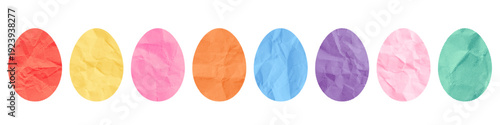 Colorful vector paper Easter eggs, painted halftone egg shapes for spring designs, collages and greeting cards