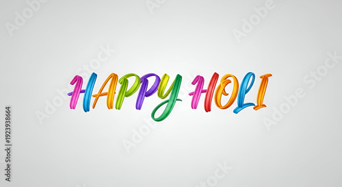 Colorful happy holi hand lettering vector illustration with vibrant rainbow brush style typography for indian festival greeting design branding marketing and commercial use